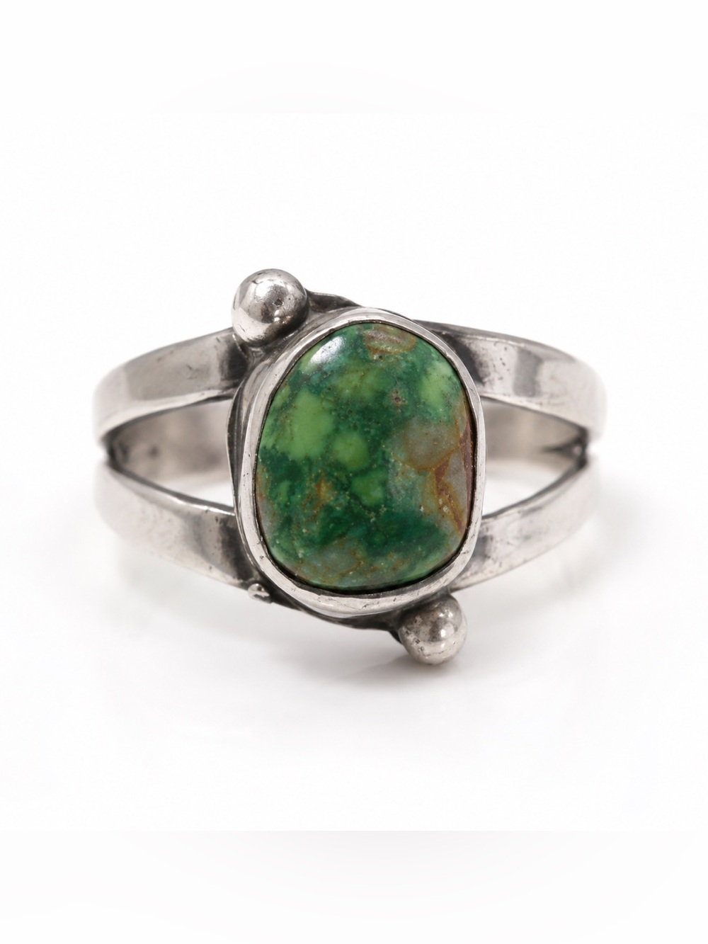 Sterling Silver Green Turquoise Split-Band Ring